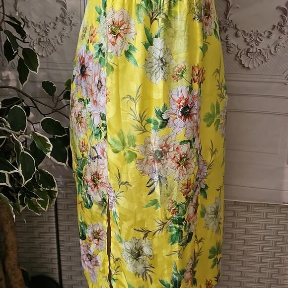 Anthropologie NWOT Sparrow Silk Blend Yellow Floral Midi Dress 10P - Picture 7 of 13